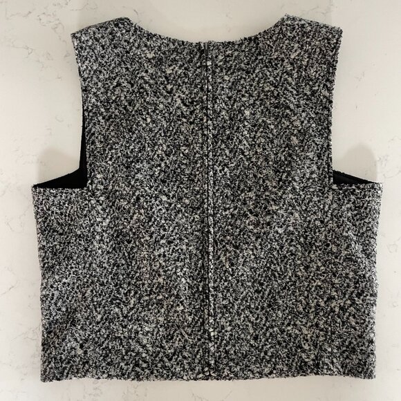 Theory PAGIA B Tweed Knit Lined Virgin Wool Blend Vest Black & Hues of Grey Sz M - Picture 5 of 10